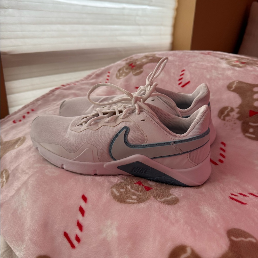 Nike White Sneakers with Blue Swoosh